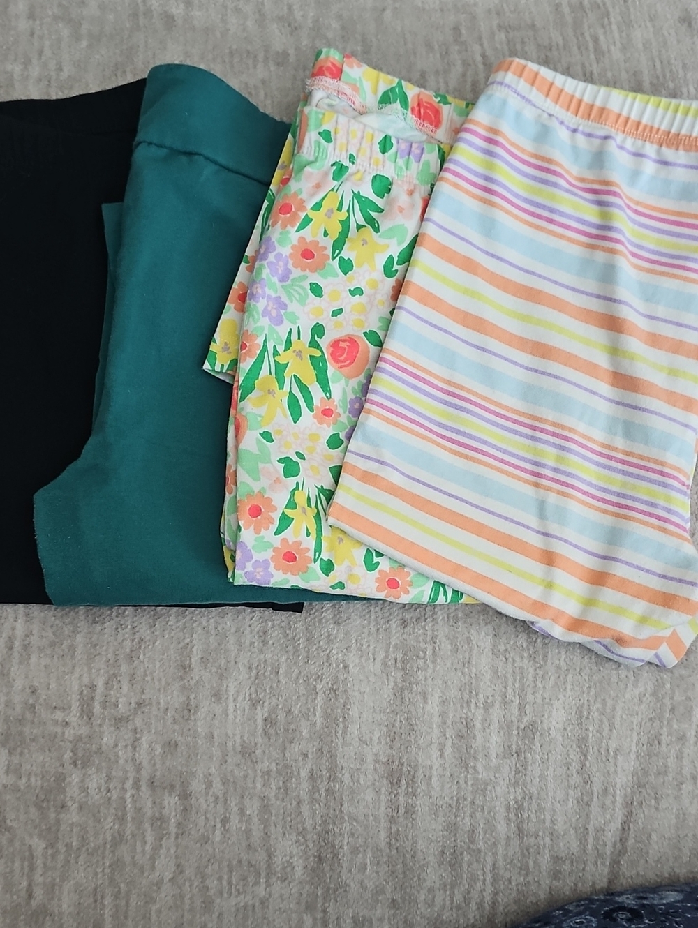 Cat & Jack Girls' Multicolor Leggings Set - Black, Teal, Floral, Pastel Stripes
